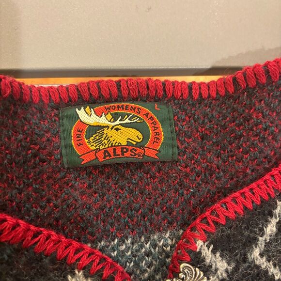 Alps Christmas Cardigan Sweater Women's Large Multi Snowflake Metal Hook Clasps - Picture 5 of 7